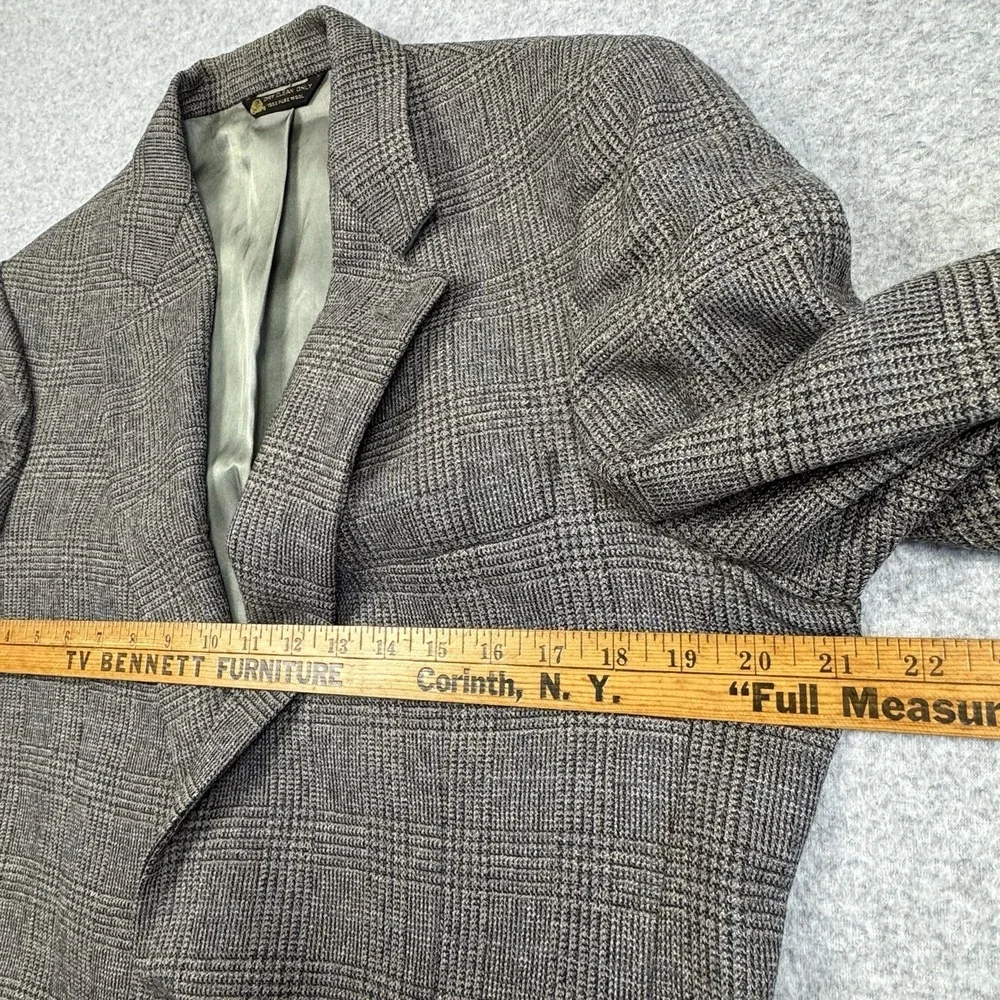 VTG Oscar de la Renta Glen Plaid Blazer 40R‎ Sport Coat Union Made In USA Wool